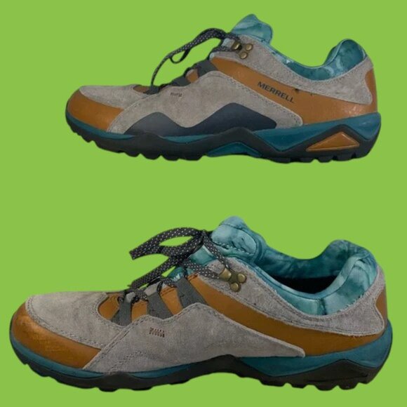 Merrell Brown Sugar Waterproof Hiking Shoes. Women’s Size 8.5 Turquoise/Brown - Picture 1 of 10